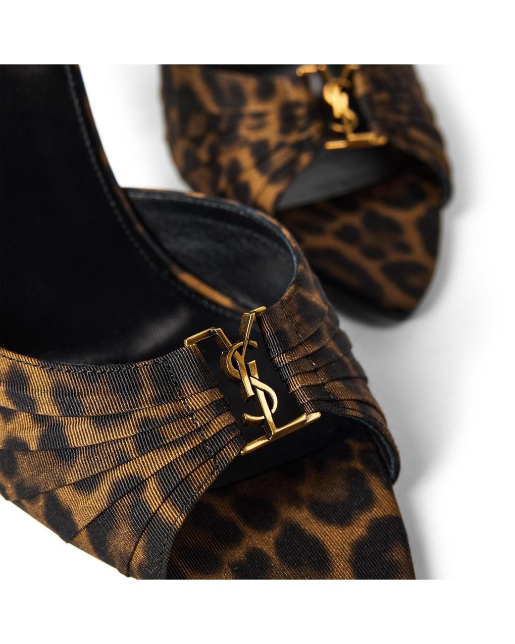Saint Laurent Brown Leopardprint Squaretoe Mule Sandal