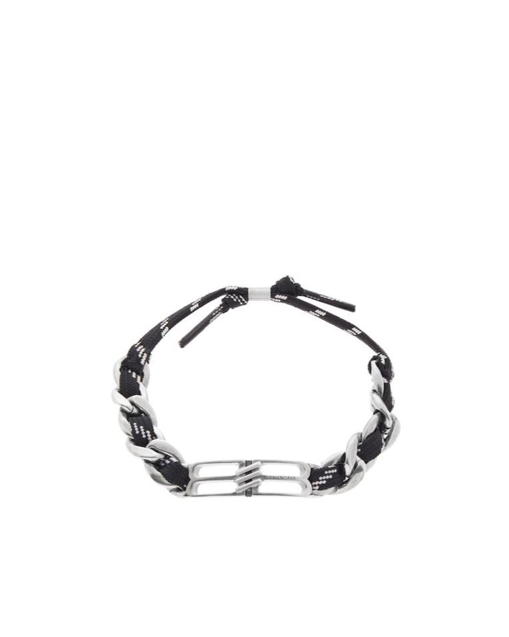 Balenciaga Metallic Bb Icon Lace Bracelet for men