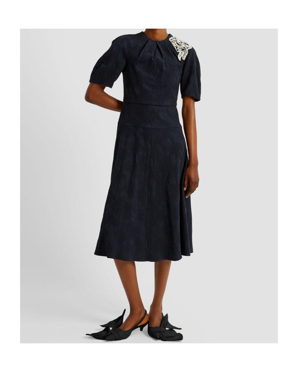 Erdem Blue Floral-Embroidered Dress