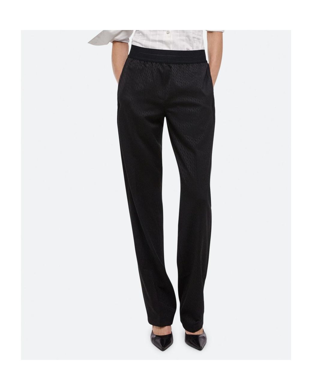 Helmut Lang Black Logo-Jacquard Straight-Leg Trousers