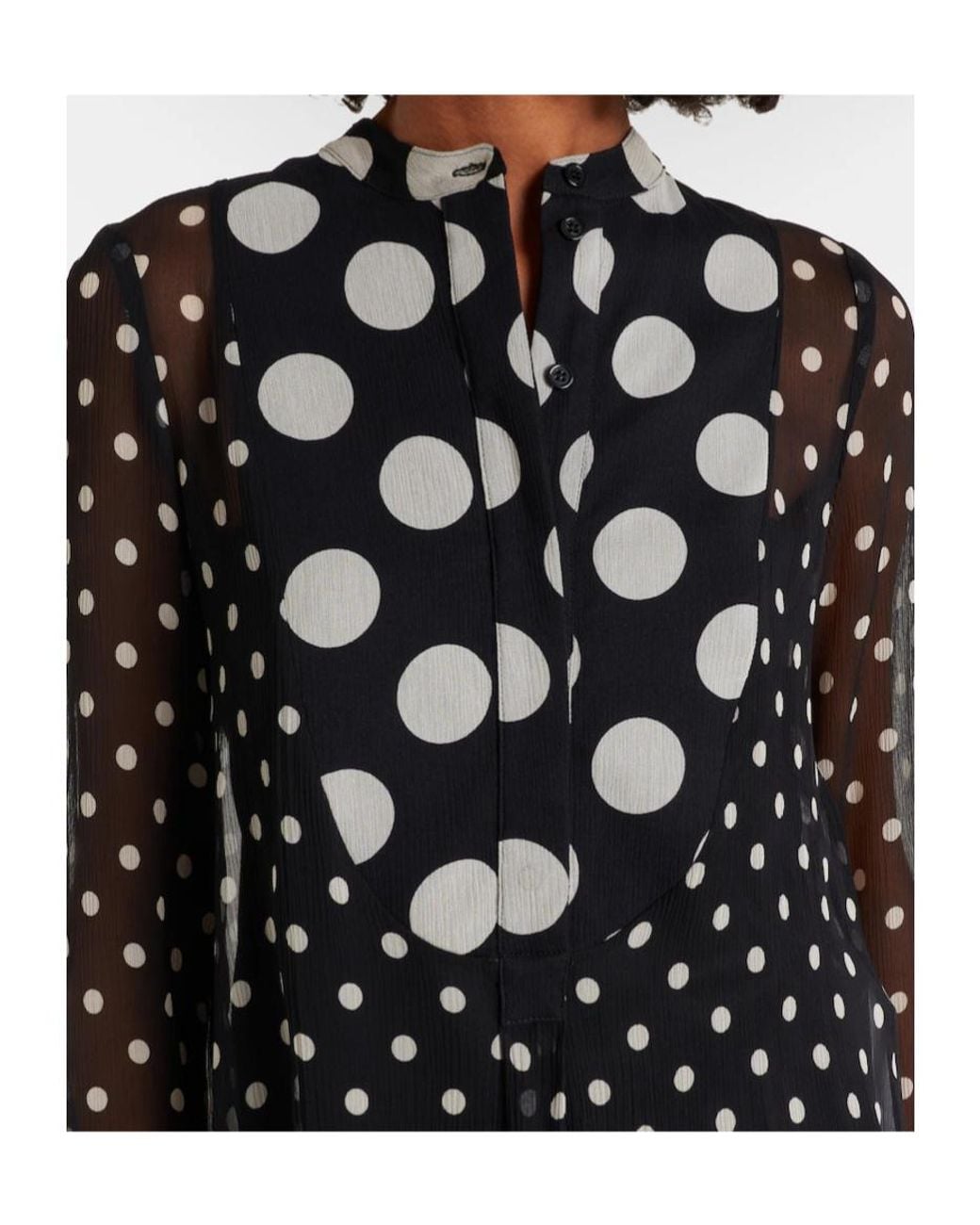 Nina Ricci Black Polka-Dot Semi-Sheer Dress