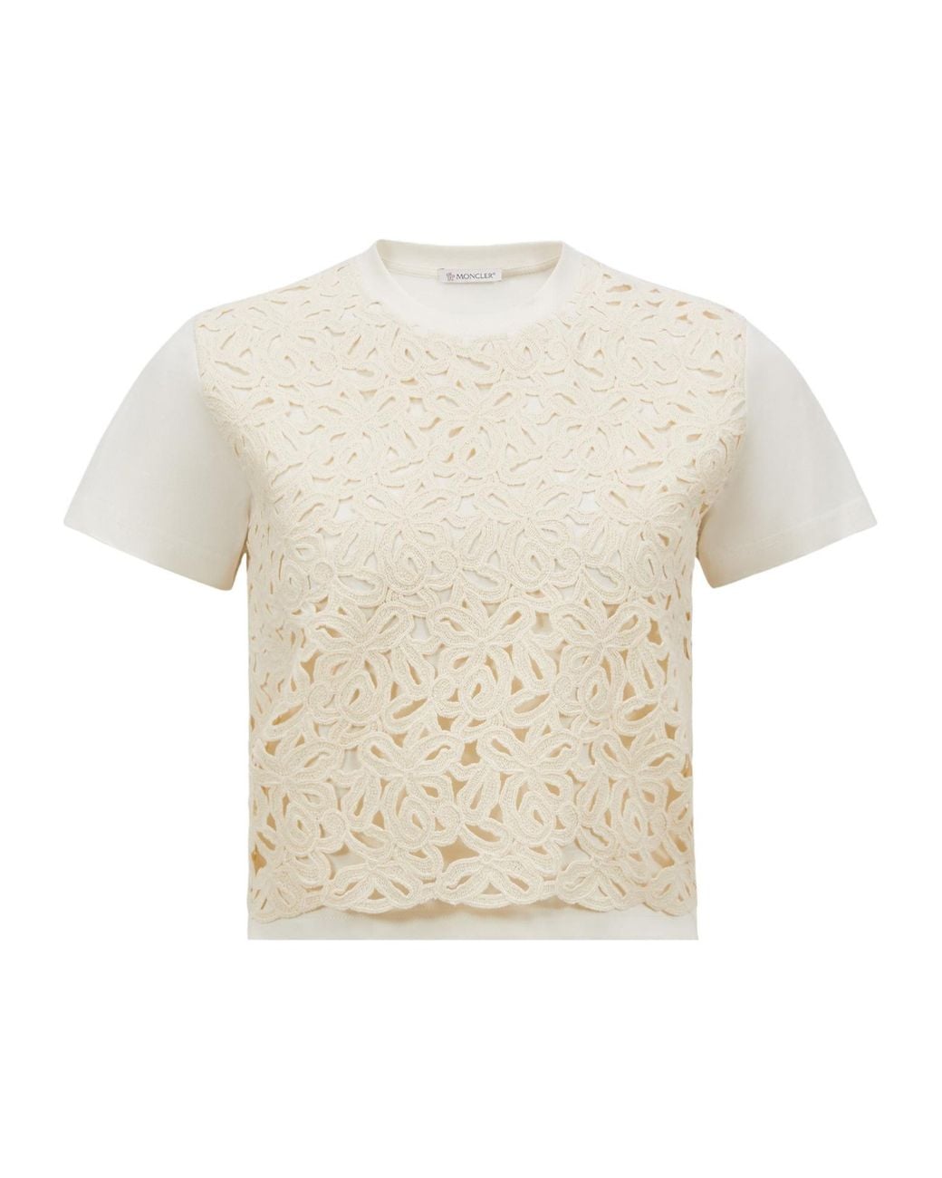 Moncler White Macramé Crewneck T-Shirt