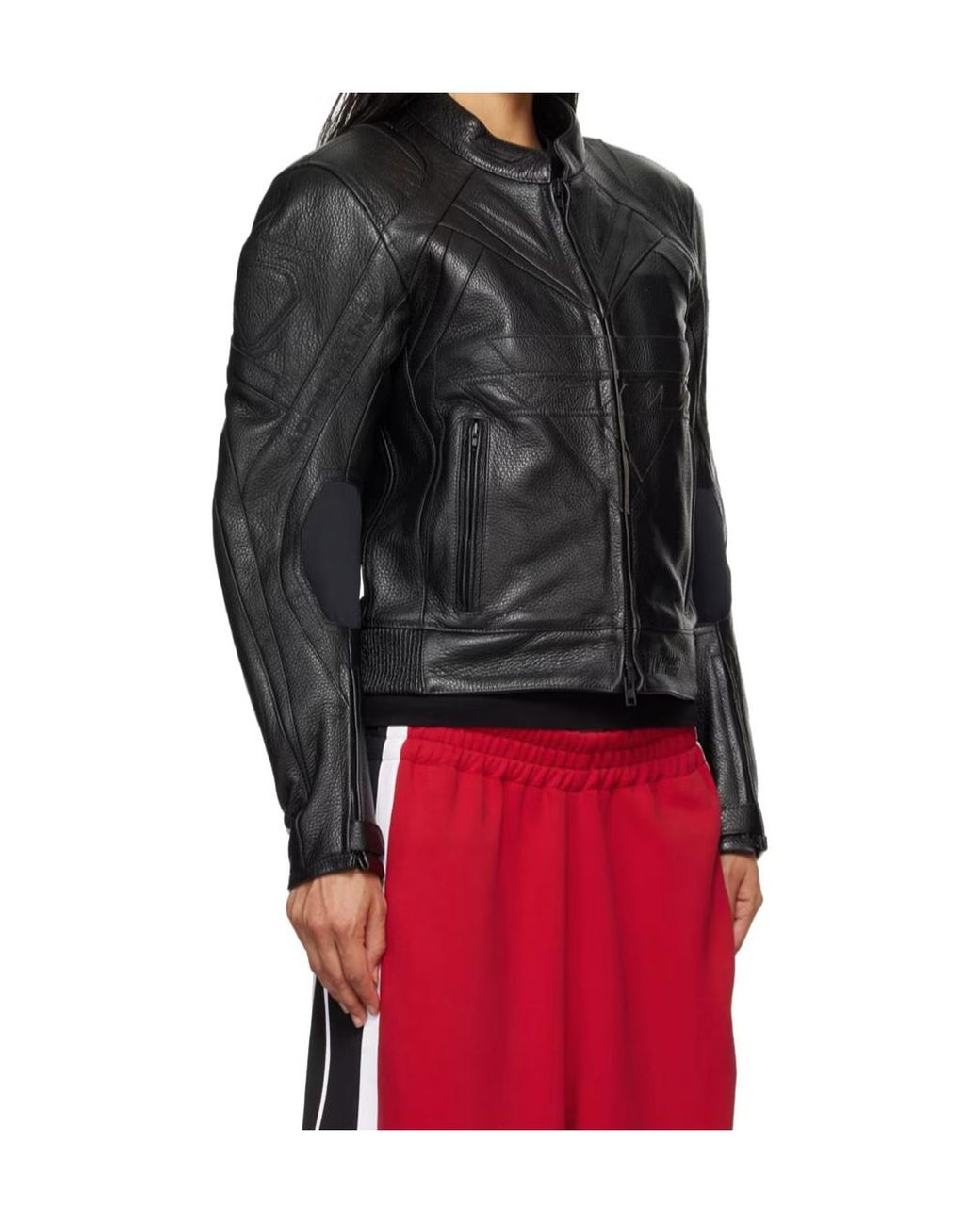 Vetements Black Patterned Leather Jacket for men