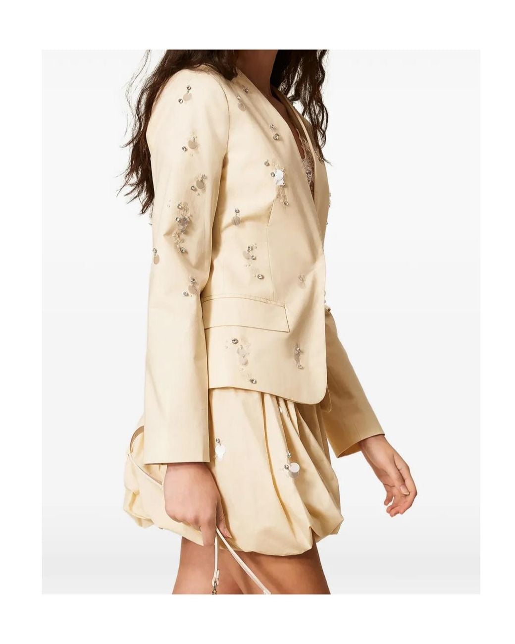 Twinset Natural Sequin-Embellished Blazer