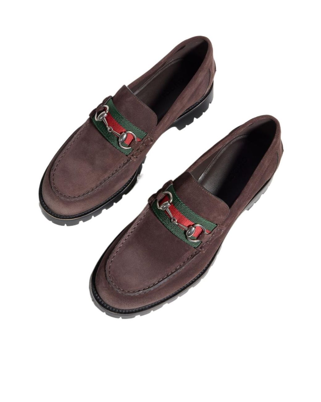 Gucci Brown Horsebit Lug Sole Loafers for men
