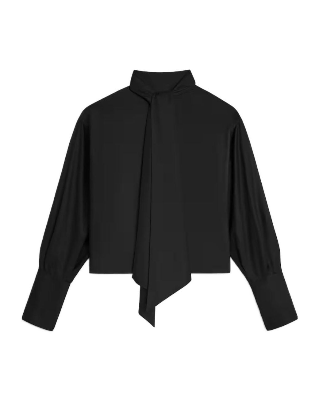 Céline Black Cropped Lavalliere Shirt
