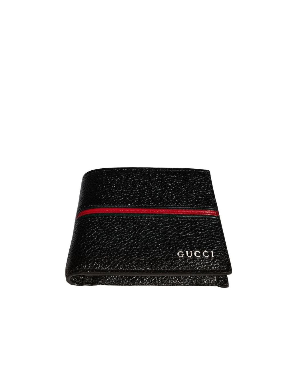 Gucci Black Bi-Fold Coin Wallet With Web for men