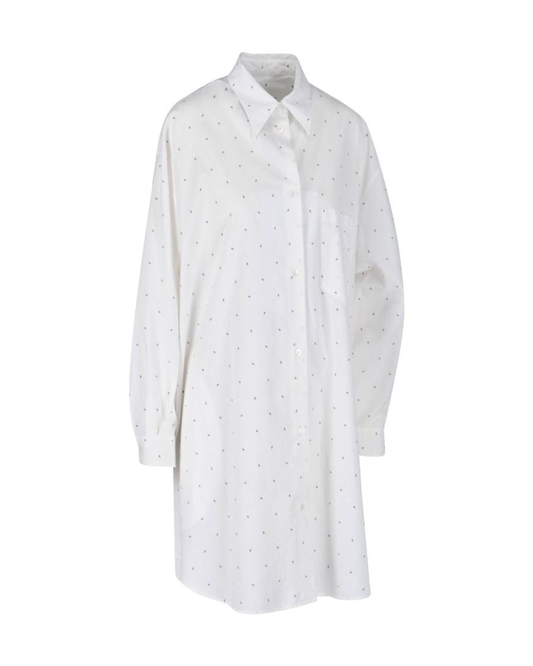 MM6 by Maison Margiela White Polka-Dot Cotton Shirt Dress
