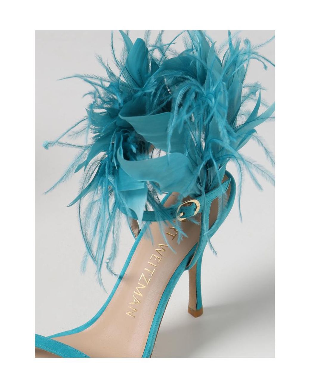 Stuart Weitzman Blue Feather High Heel Sandals