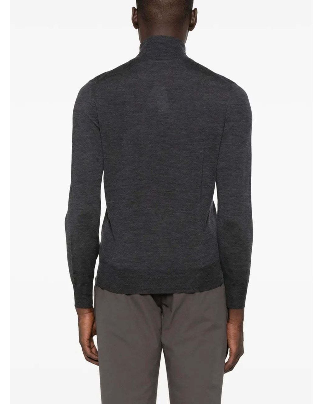 Canali Black Zip-Up Sweater for men