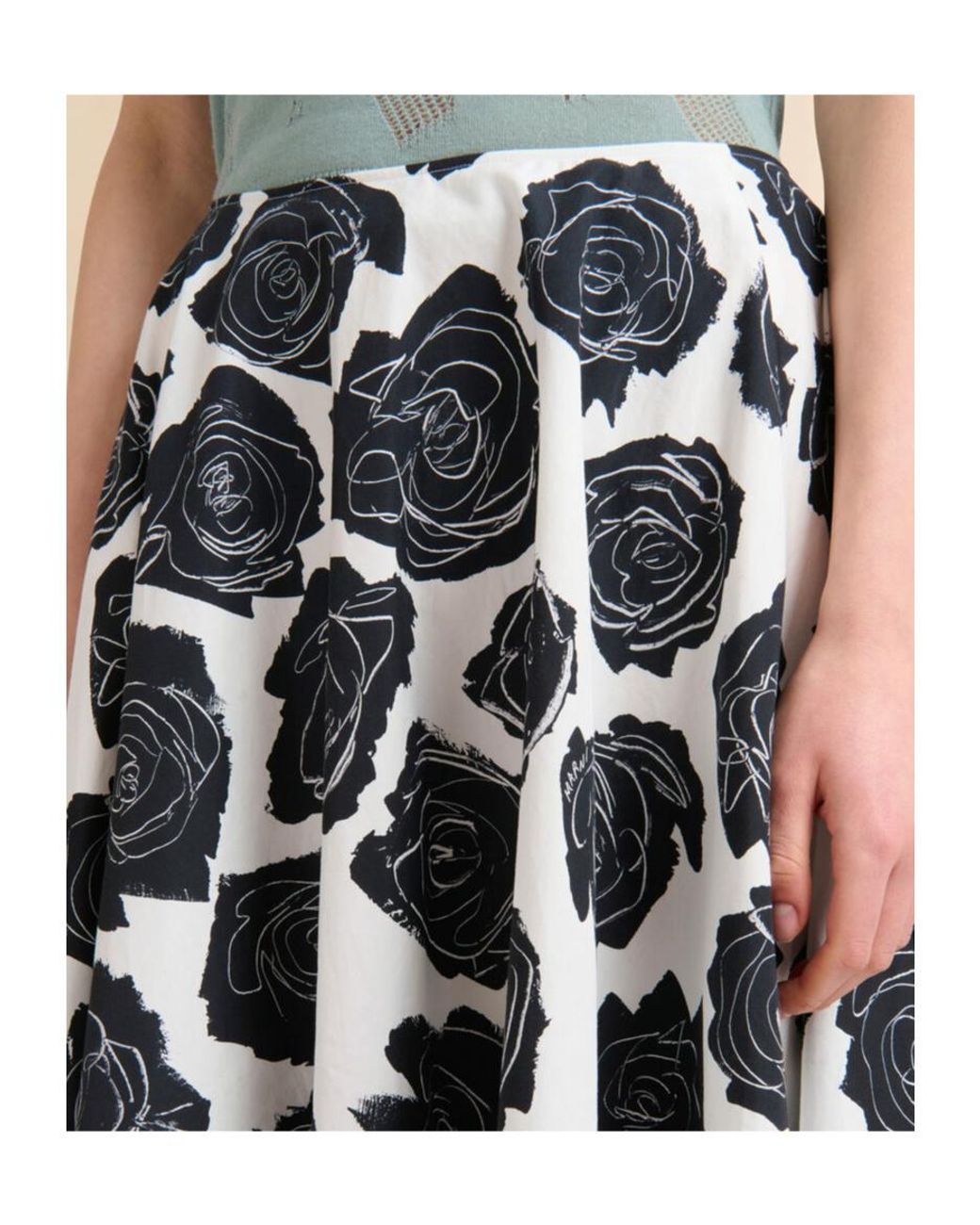 Marni Black Floral Printed Skirt