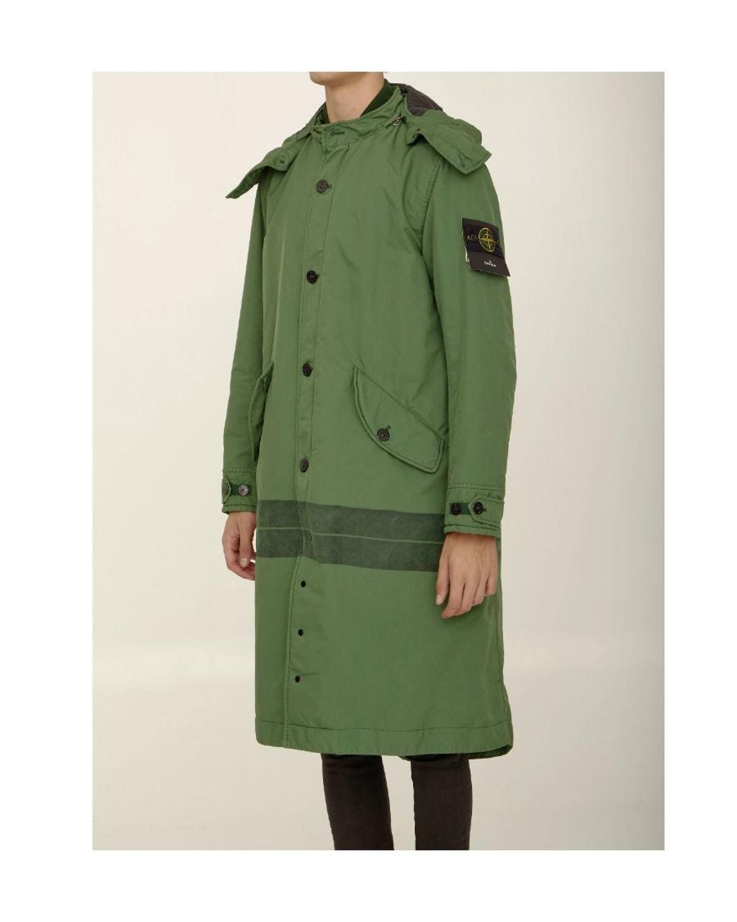 Stone Island Green Logo Windbreaker for men