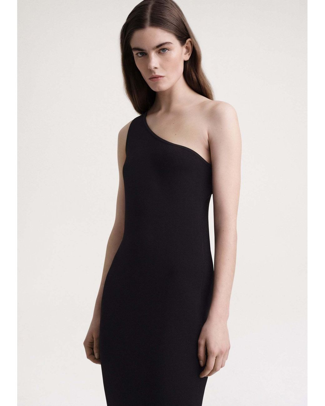 Totême Black One-Word Shoulder Rib Dress
