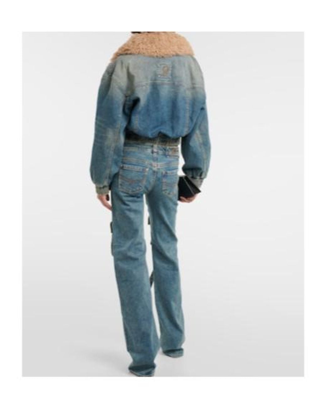 Blumarine Blue Low-Rise Denim Cargo Pants
