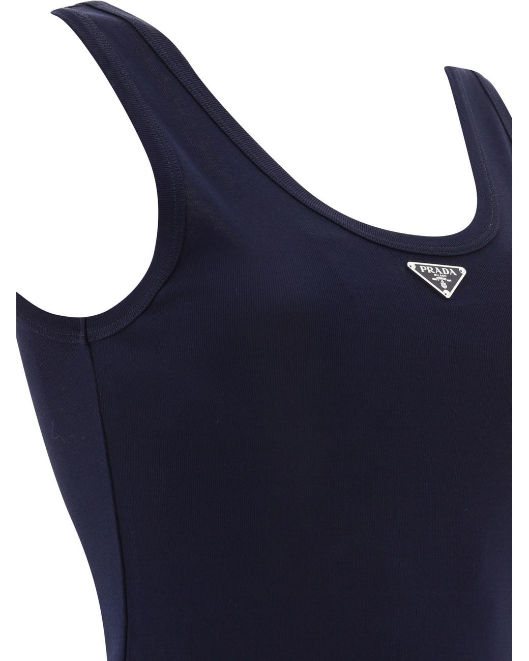 Prada Blue Logo Plaque Sleeveless Tank Top