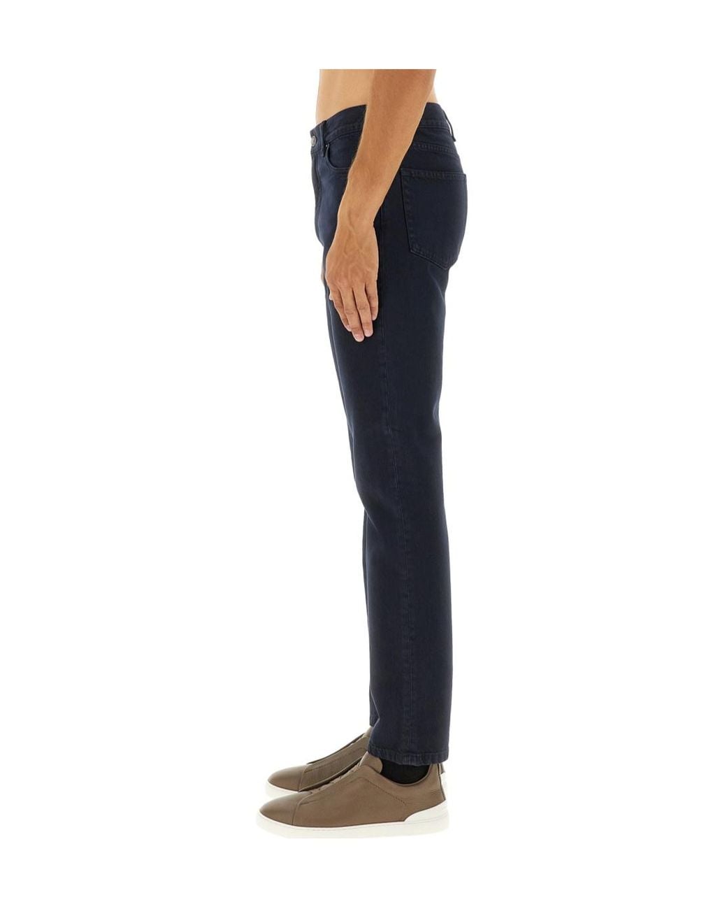 Zegna Blue Belt Loop Jeans for men