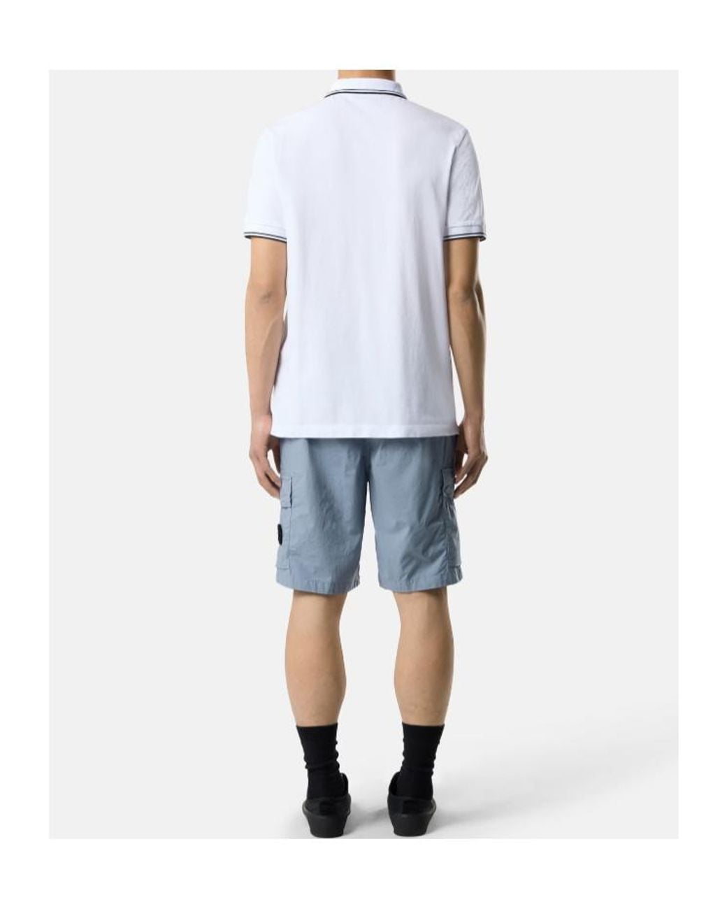 Stone Island Blue Logo-Patch Cargo Shorts for men