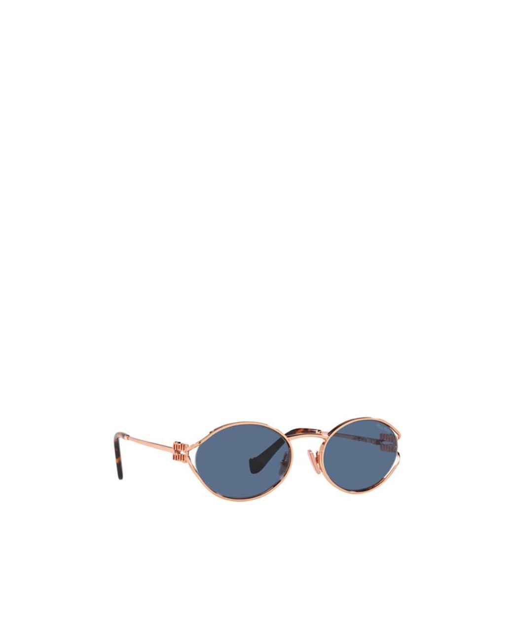 Miu Miu Blue Eyewear Oval Frame Sunglasses