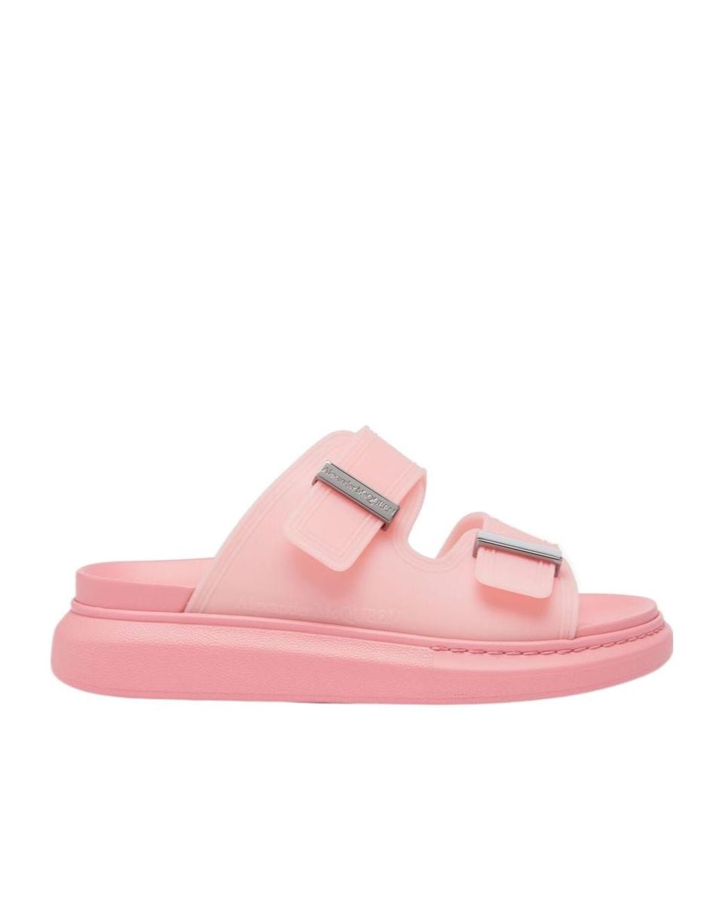 McQueen Pink Hybrid Double Buckled Slides