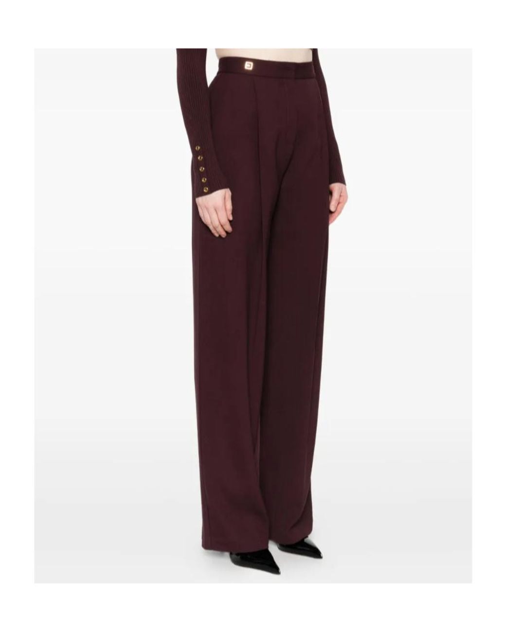 Elisabetta Franchi Purple Pleated-Front Trousers