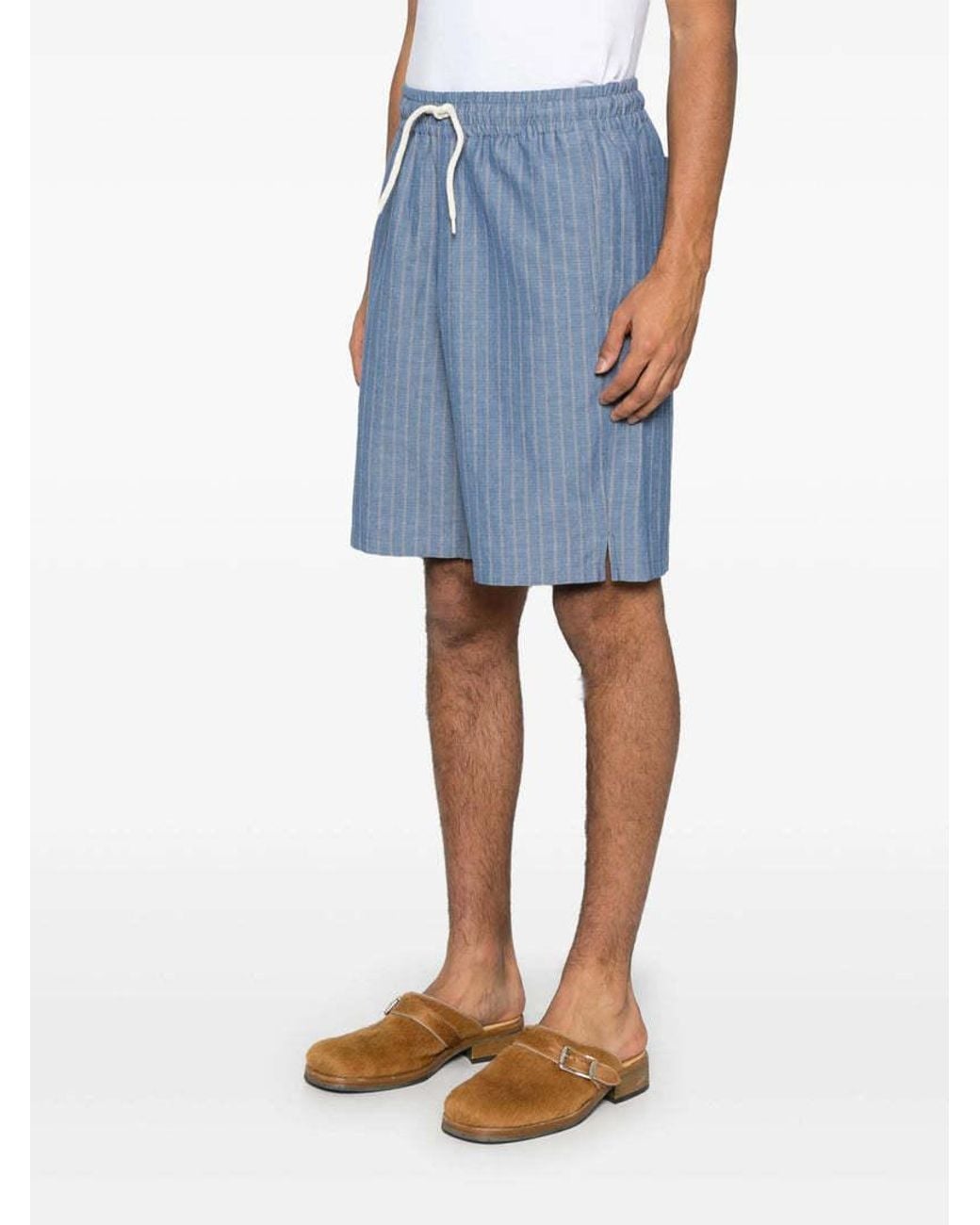 A.P.C. Blue Paul Striped Shorts for men