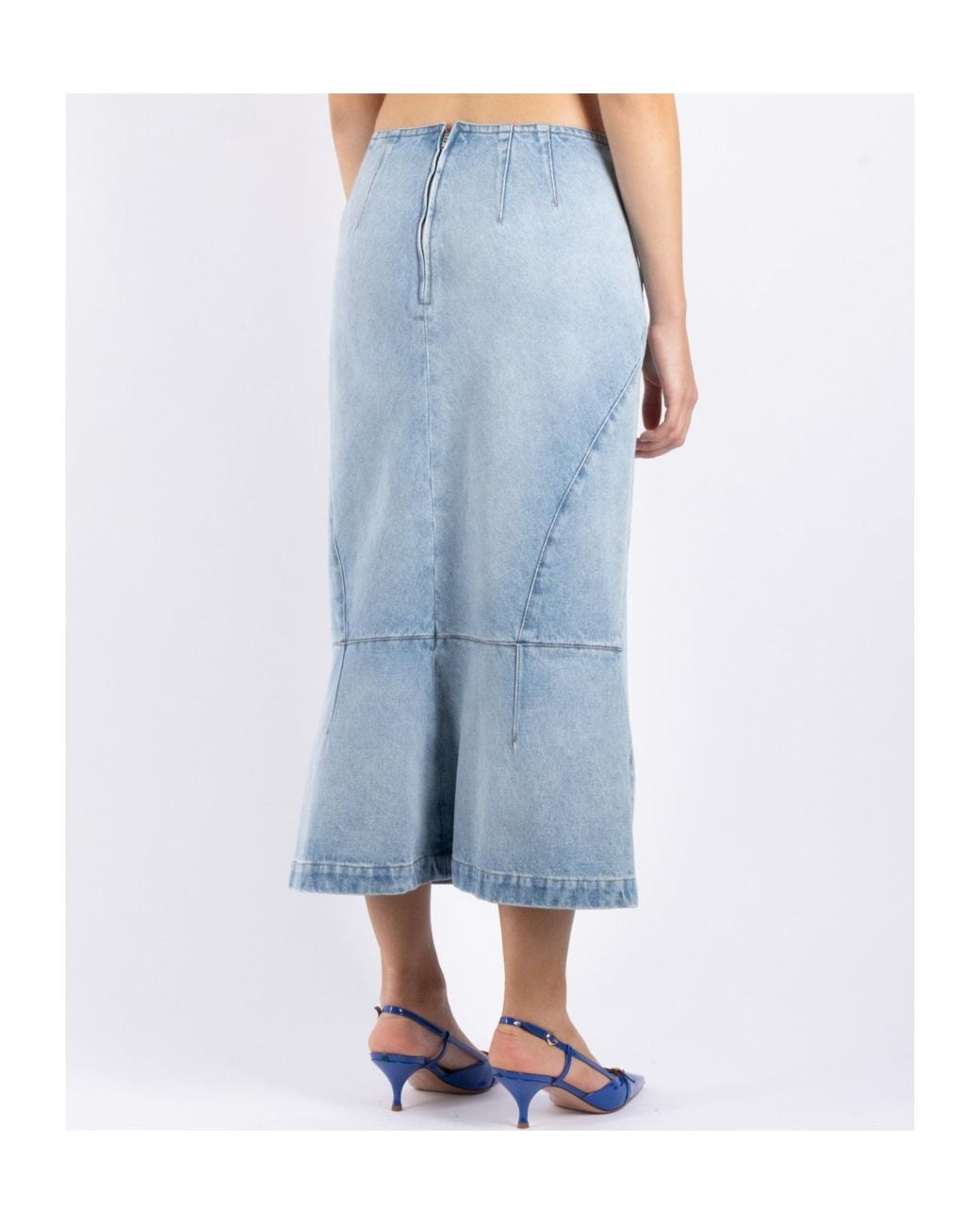 Dries Van Noten Blue Denim Midi Skirt