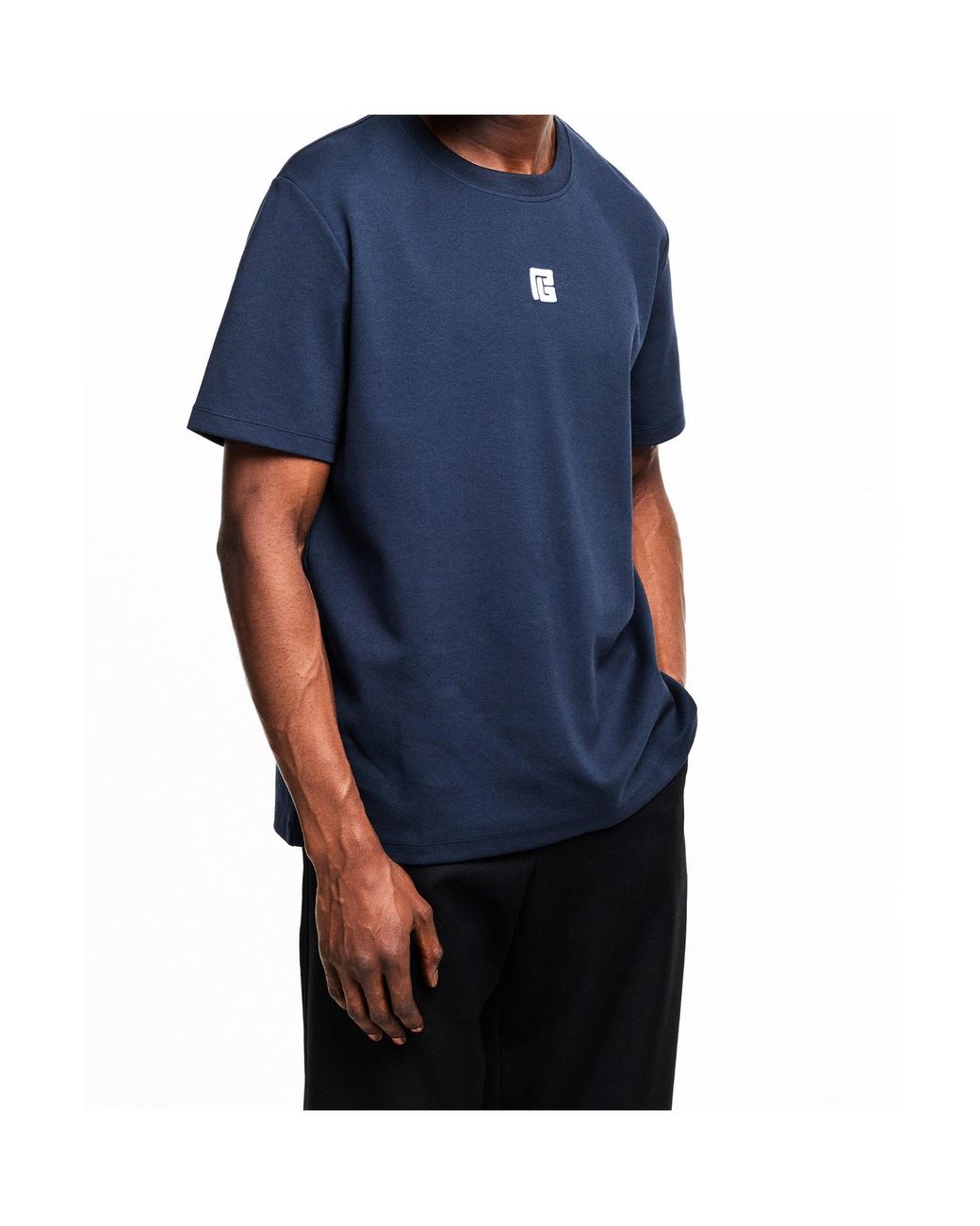 Balmain Blue Logo Short-Sleeved T-Shirt for men