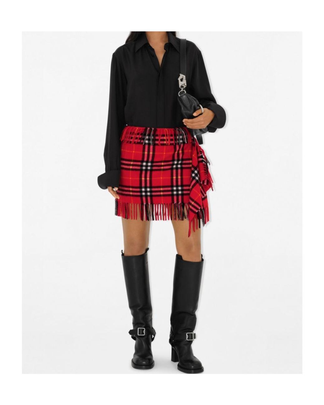 Burberry Red Tartan-Pattern Skirt