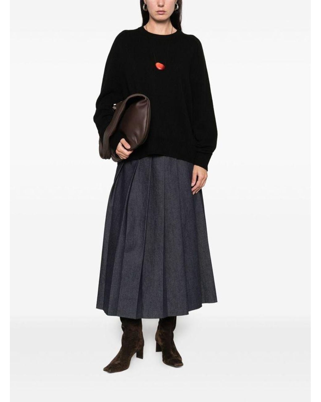 Soft Goat Black Long-Sleeve Knit Top