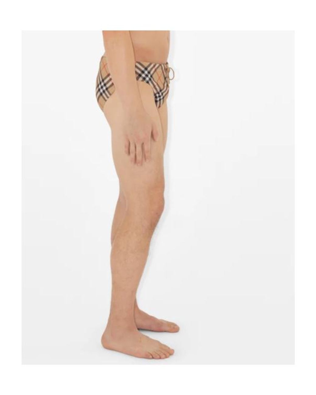 Burberry White Checked Drawstring Swim Shorts for men