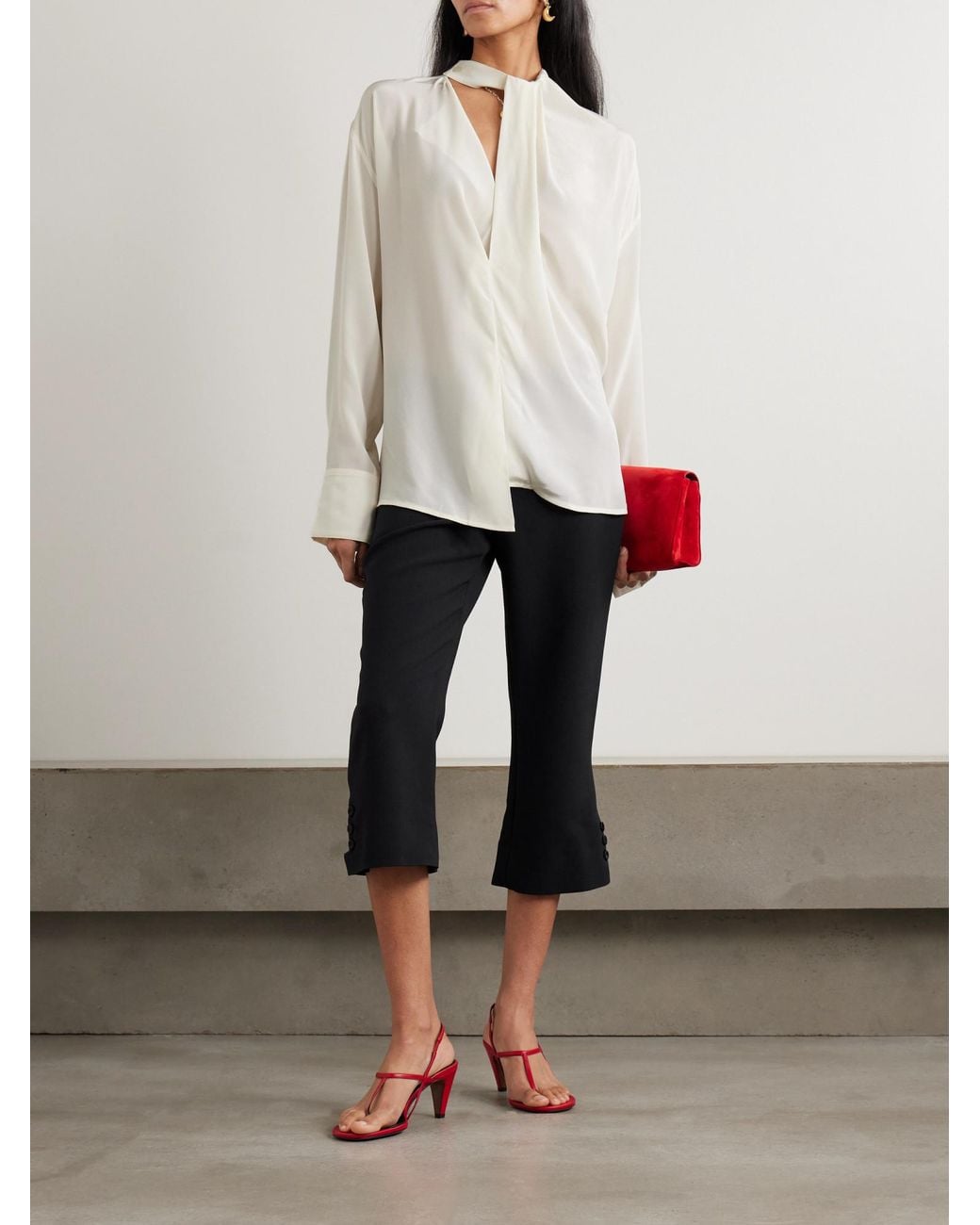 Victoria Beckham White Smooth Elegant Blouse