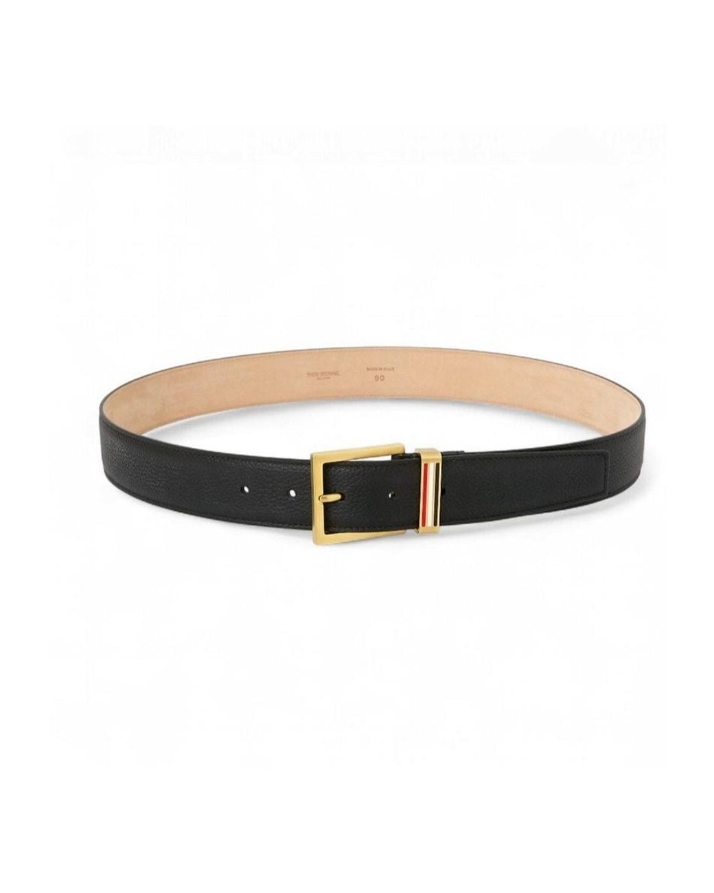 Thom Browne White Pebble-Grain Metal-Loop Belt for men