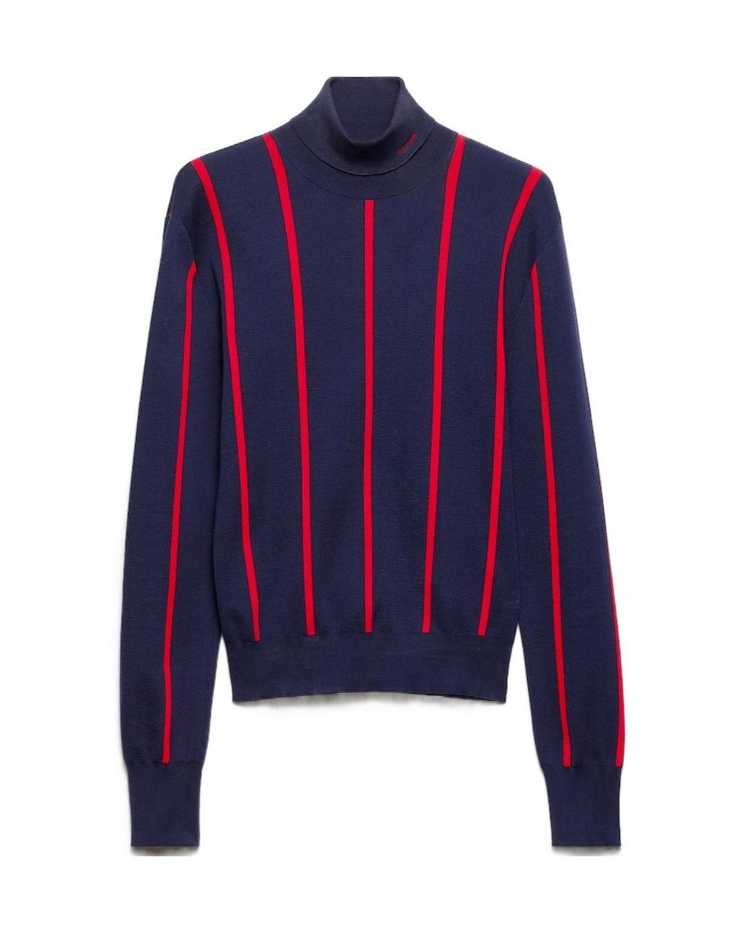 Prada Blue Cotton Turtleneck Sweater for men