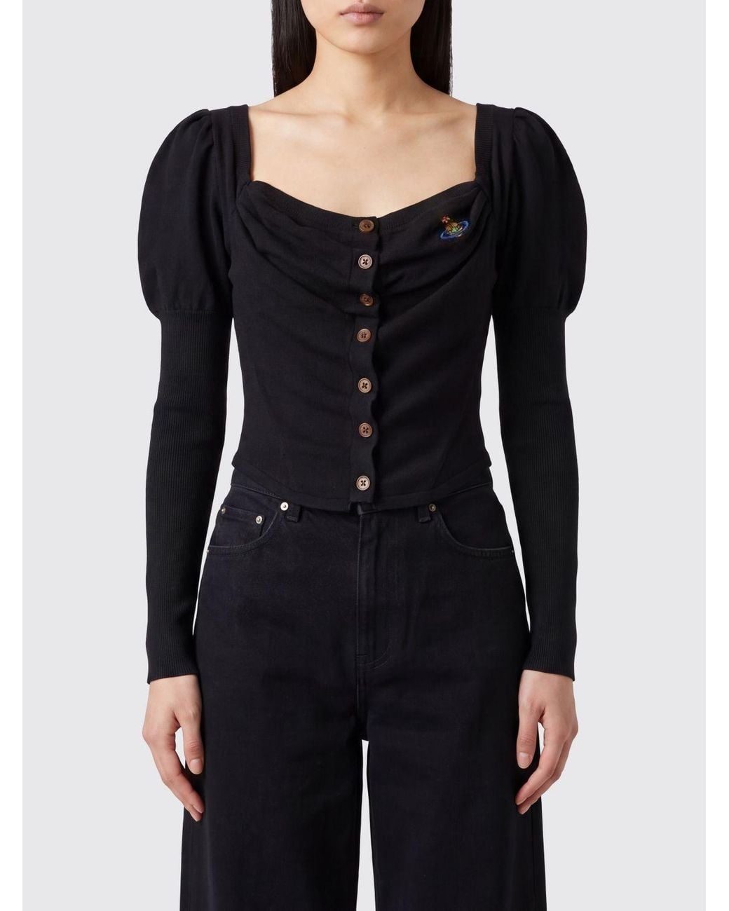 Vivienne Westwood Black Bea Puff-Sleeved Corset Cardigan