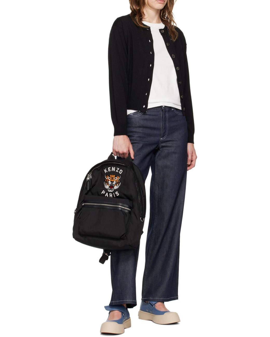 KENZO Blue Logo Embroidery Cardigan