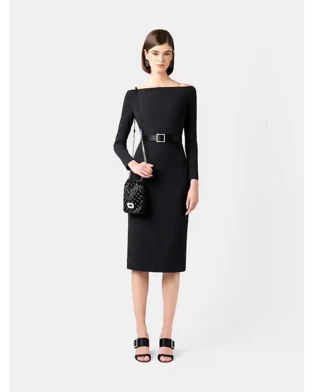 Roger Vivier Black Trompette Satin Mules