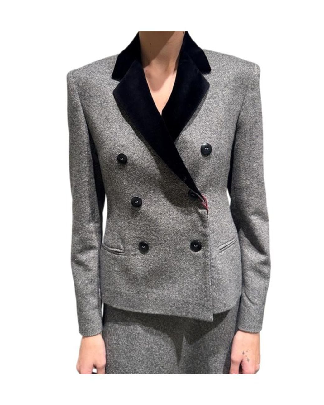Max Mara Gray Wool And Silk Blend Double-Breasted Jacket