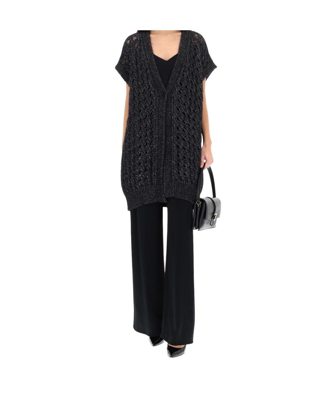 Herno Black Vest With Perforated Workmanship