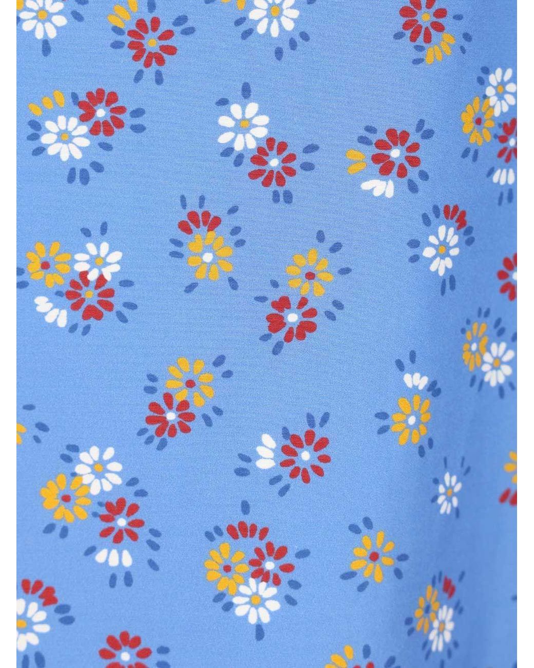Miu Miu Blue Floral-Motif Popeline Top