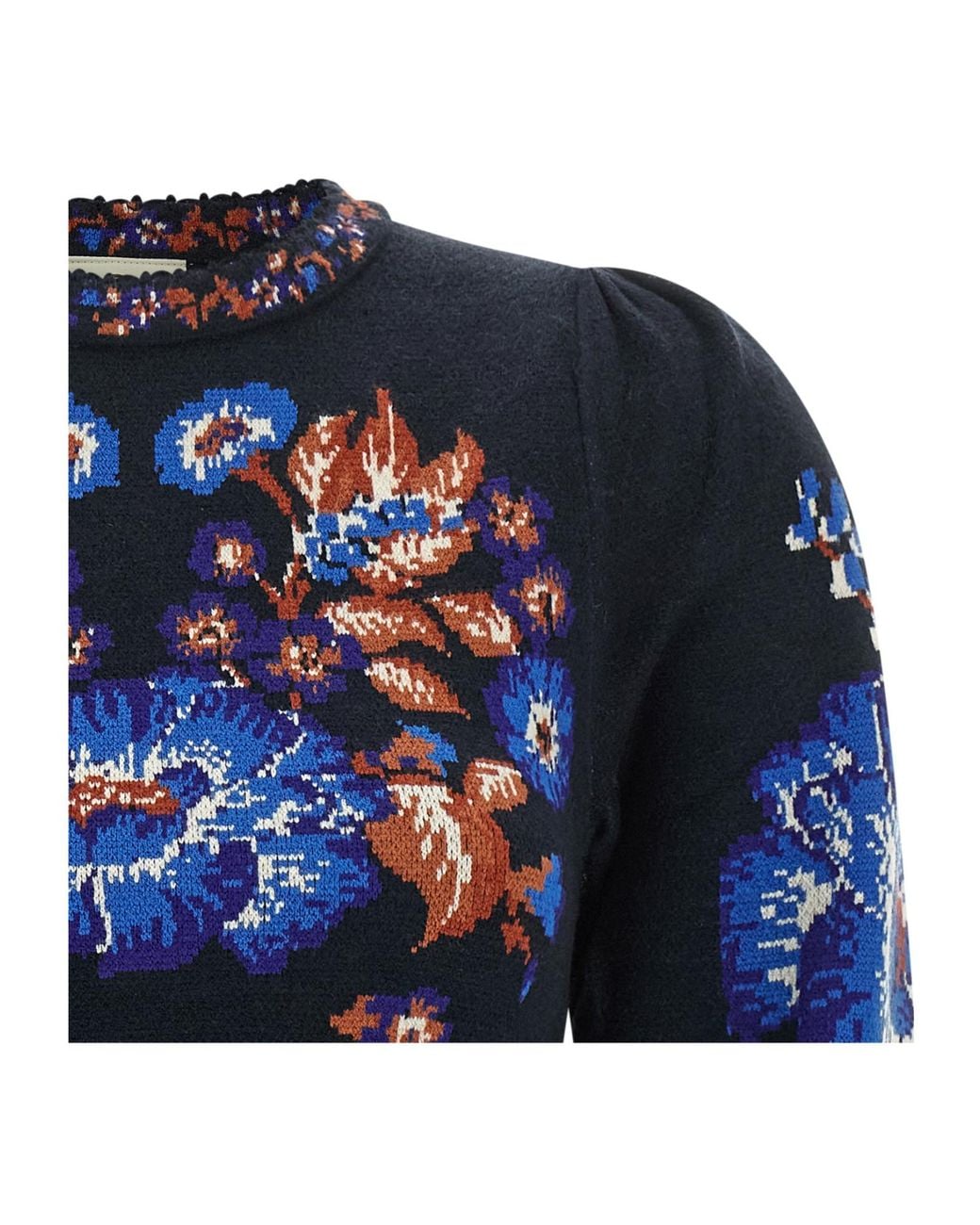 Farm Rio Blue Bow Garden Floral Cropped Top