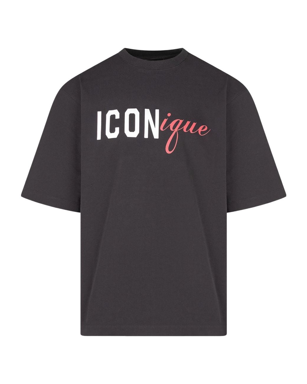 DSquared² Black Iconique-Printed Crewneck T-Shirt for men