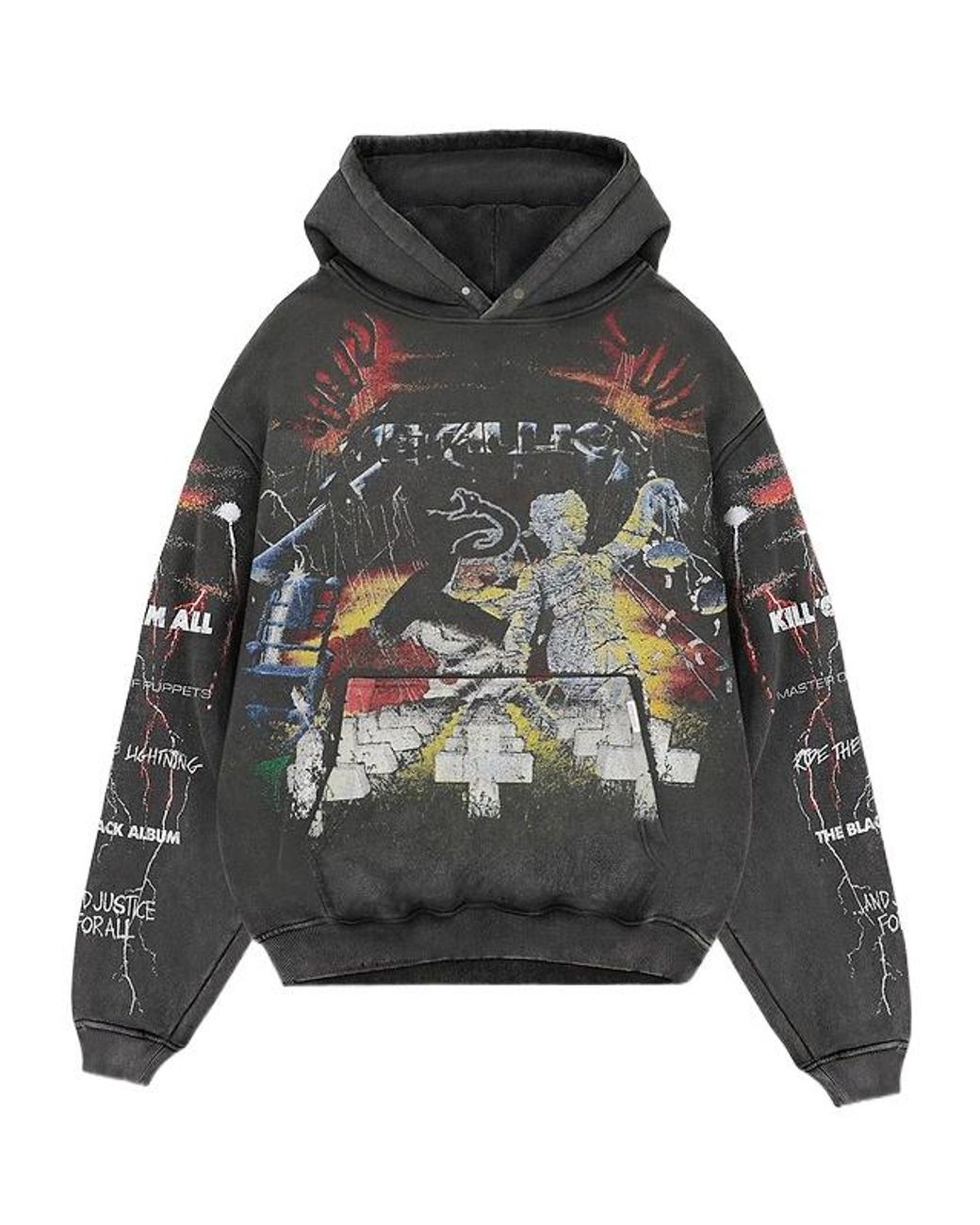 Represent Gray X Metallica Master Of Puppets Distressed Hoodie for men