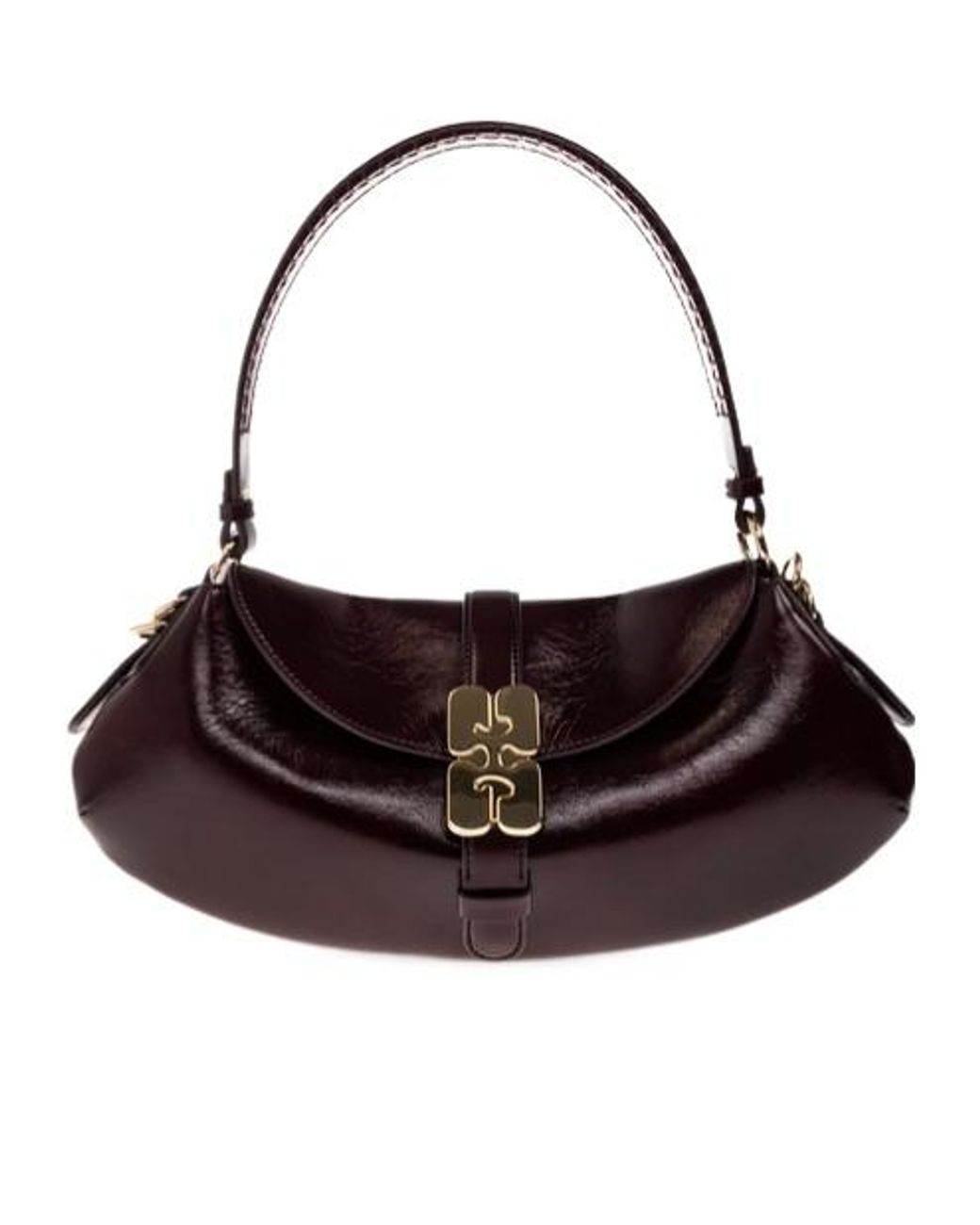 Ganni Brown Flap Shoulder Bag