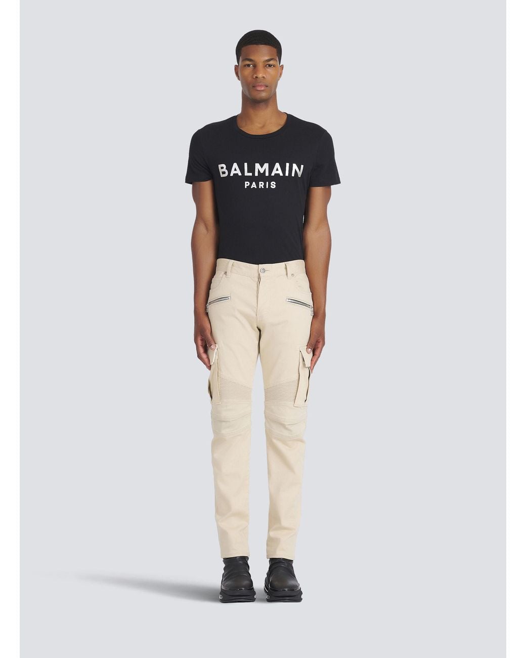Balmain Natural Cotton Cargo Trousers for men