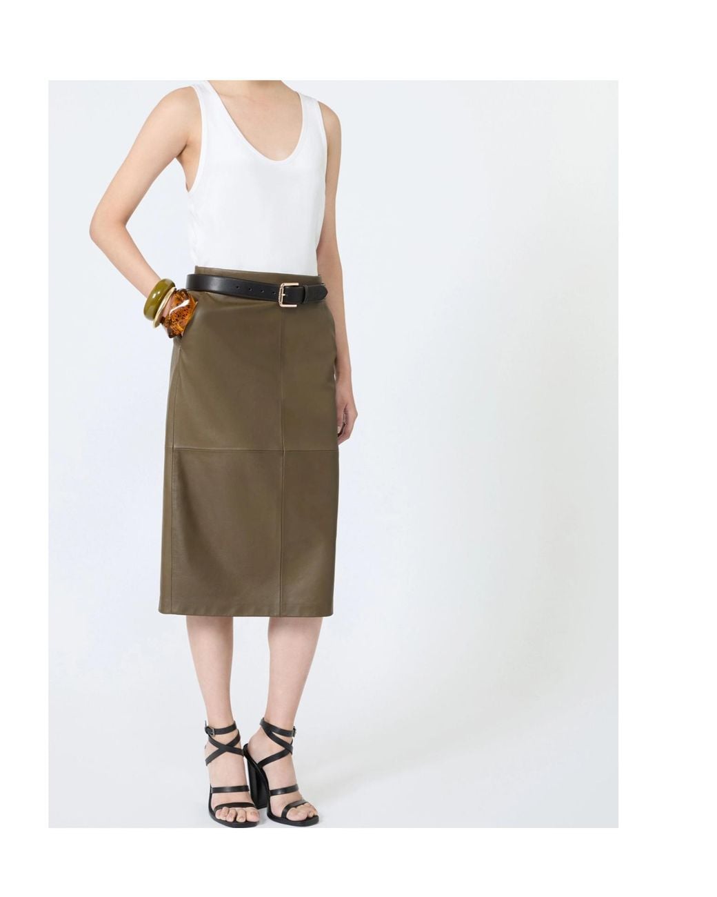 Max Mara Green Tied Detailed Skirt
