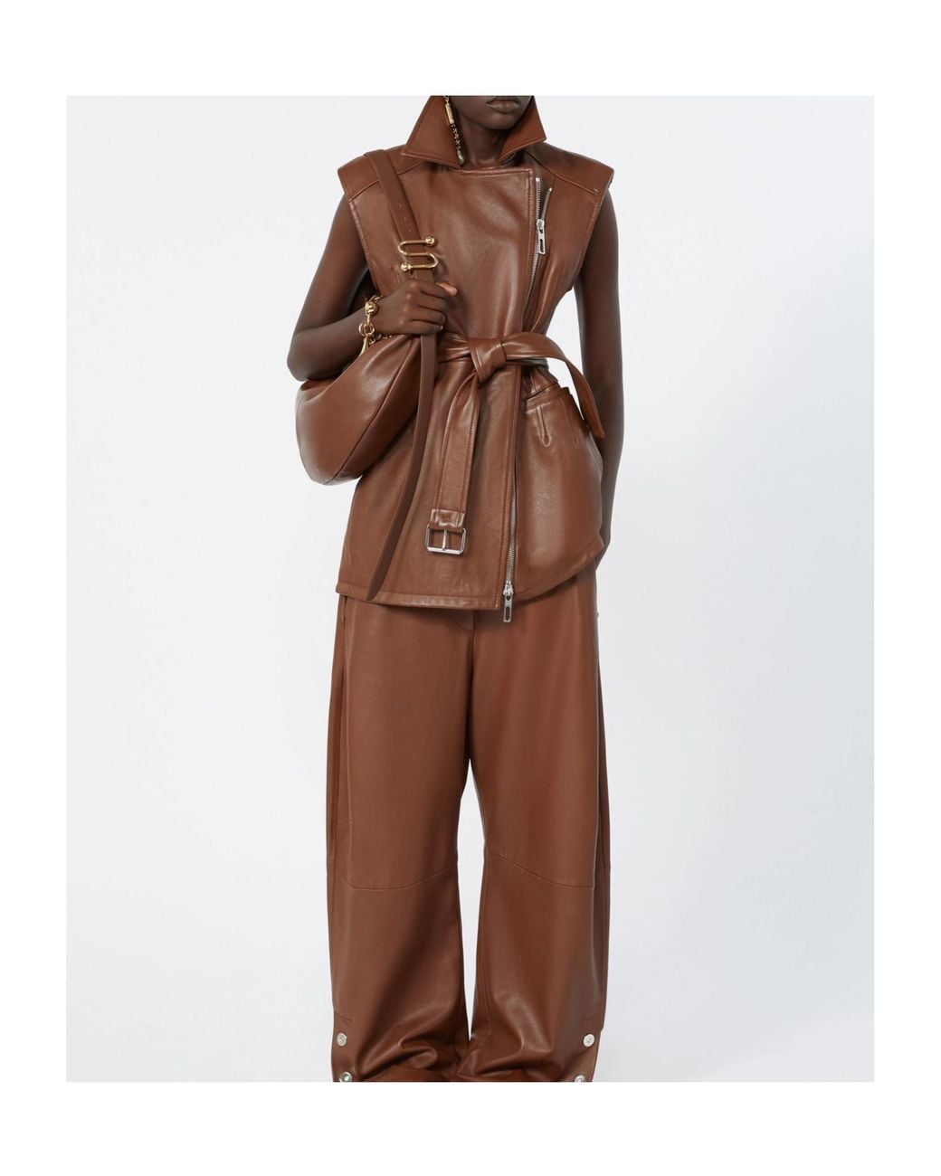 Sportmax Brown Favella Belted Gilet