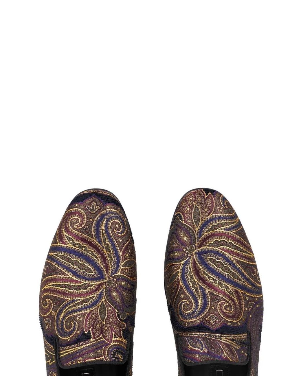 Etro Brown Paisley Metallic Jacquard Loafers for men