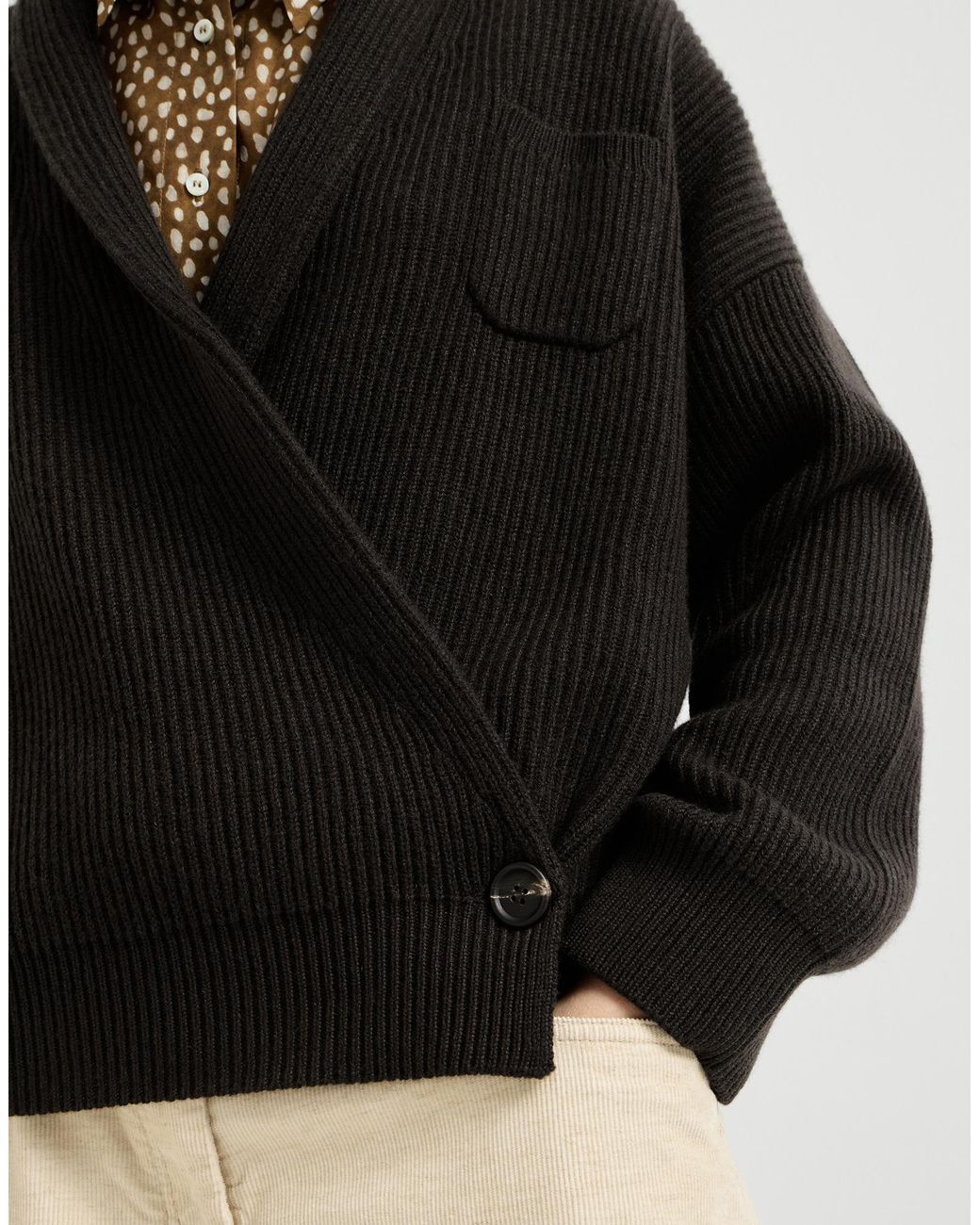 Brunello Cucinelli Black English Rib Cardigan