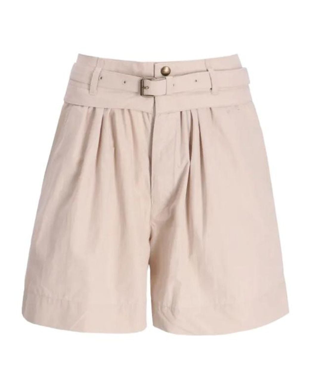 Isabel Marant Natural Danica Ga Belted Pleated Shorts