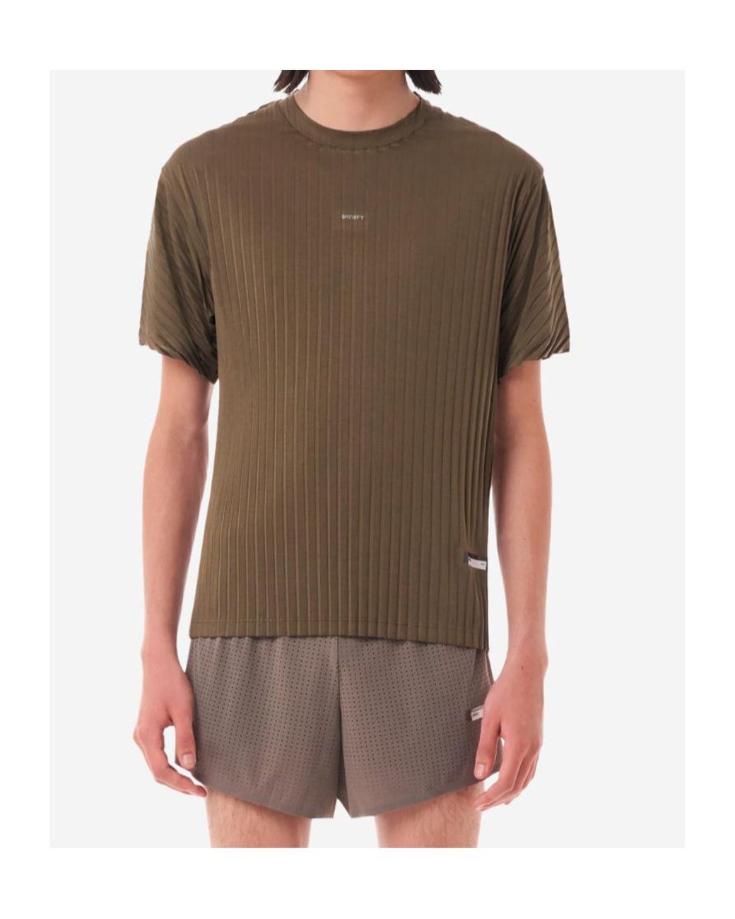 Satisfy Brown Auralite Pleated T-Shirt for men